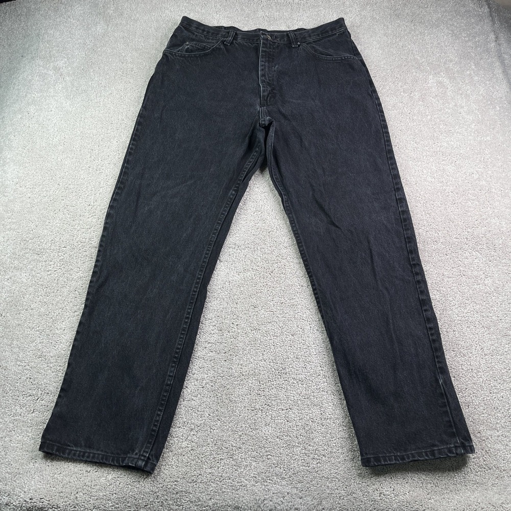 Wrangler Jeans Mens 36x32 (Fits 34x31) Black Relaxed Fit Cotton Denim Pants
